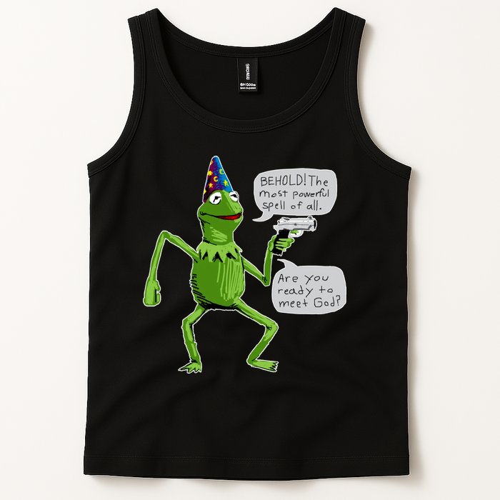 Funny Wizard Kermit Meme Tank Top