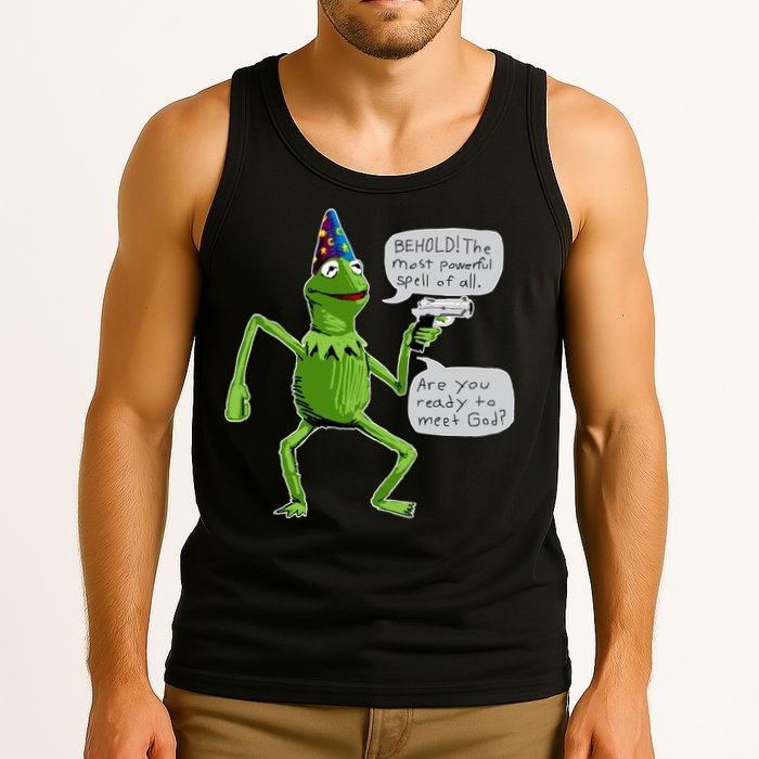 Funny Wizard Kermit Meme Tank Top