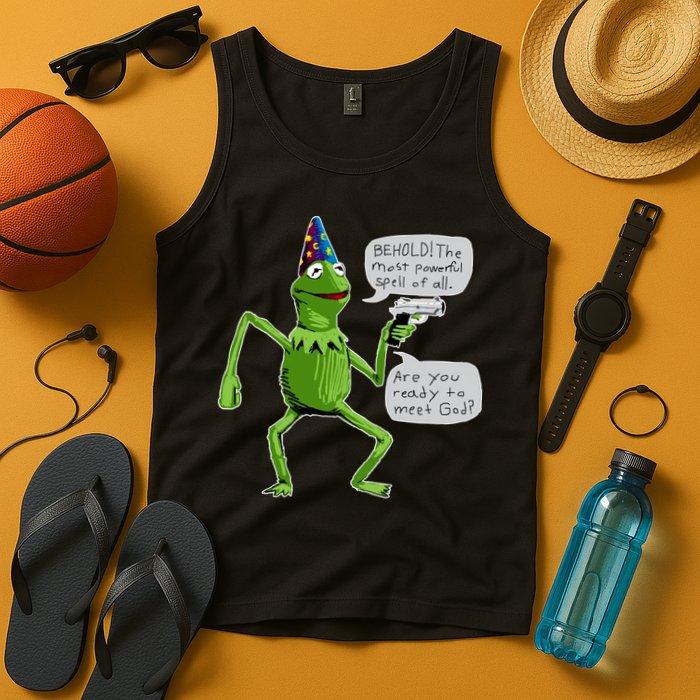 Funny Wizard Kermit Meme Tank Top