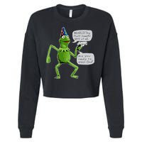 Funny Wizard Kermit Meme Cropped Pullover Crew