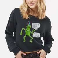 Funny Wizard Kermit Meme Cropped Pullover Crew