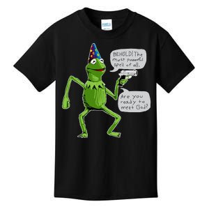 Funny Wizard Kermit Meme Kids T-Shirt