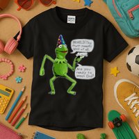 Funny Wizard Kermit Meme Kids T-Shirt