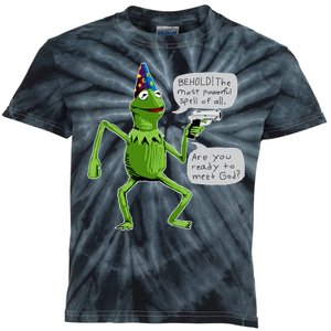 Funny Wizard Kermit Meme Kids Tie-Dye T-Shirt