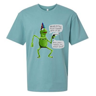 Funny Wizard Kermit Meme Sueded Cloud Jersey T-Shirt
