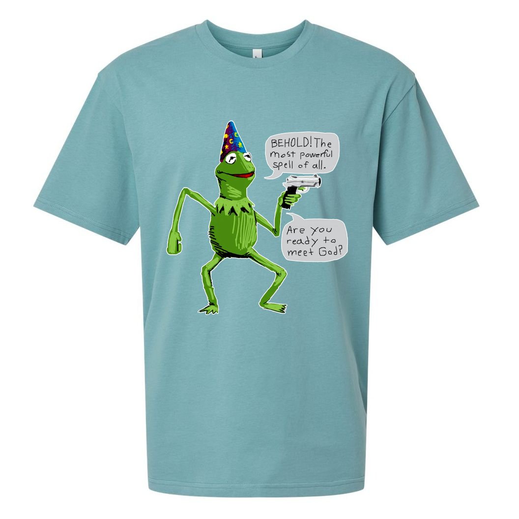 Funny Wizard Kermit Meme Sueded Cloud Jersey T-Shirt