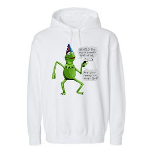 Funny Wizard Kermit Meme Garment-Dyed Fleece Hoodie