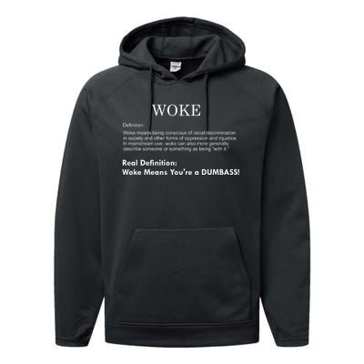 Funny Woke Real Definition Performance Fleece Hoodie