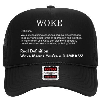 Funny Woke Real Definition High Crown Mesh Back Trucker Hat