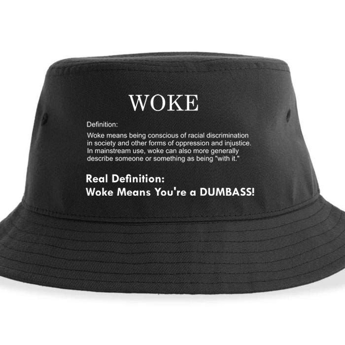 Funny Woke Real Definition Sustainable Bucket Hat