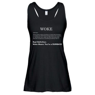 Funny Woke Real Definition Ladies Essential Flowy Tank