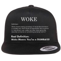 Funny Woke Real Definition Flat Bill Trucker Hat