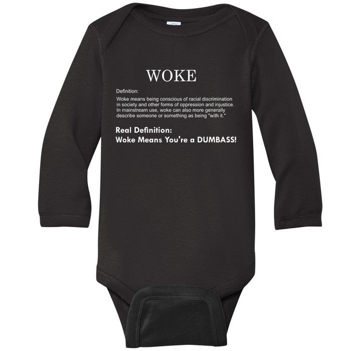 Funny Woke Real Definition Baby Long Sleeve Bodysuit