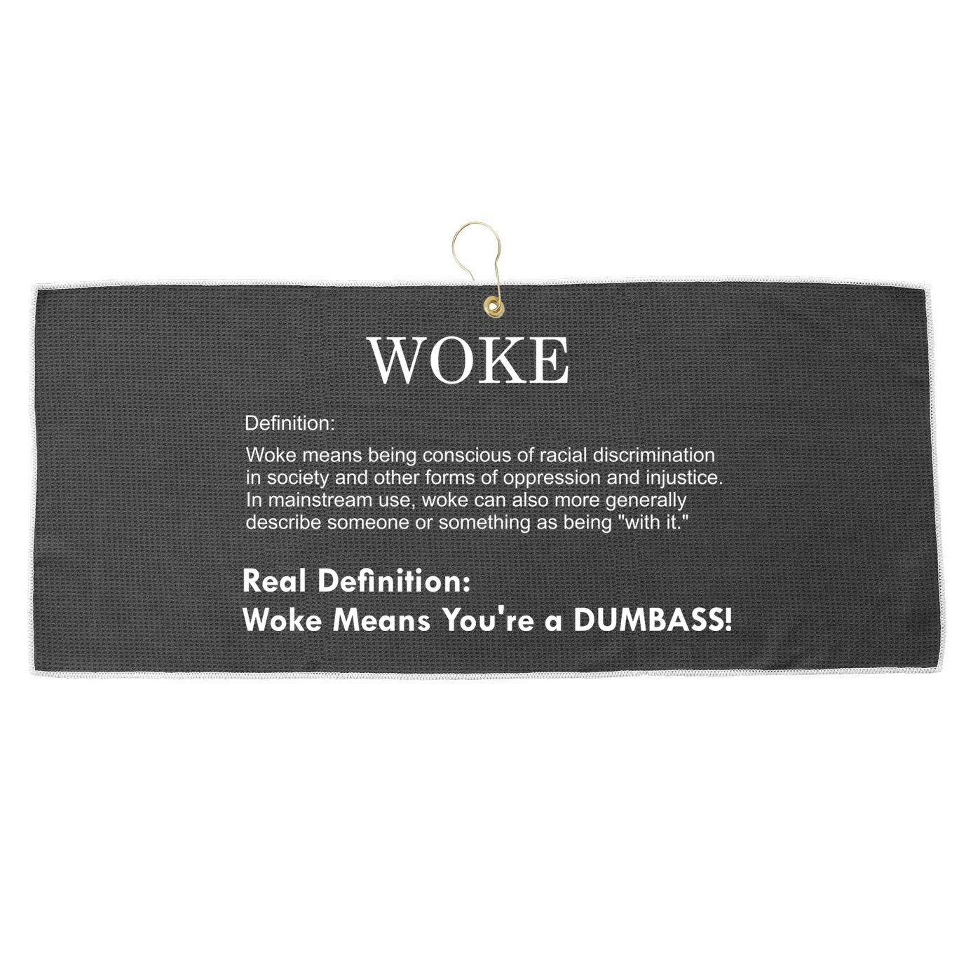 Funny Woke Real Definition Large Microfiber Waffle Golf Towel