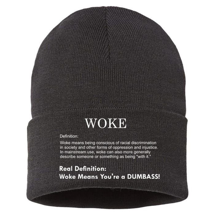 Funny Woke Real Definition Sustainable Knit Beanie