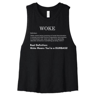 Funny Woke Real Definition Women's Racerback Cropped Tank