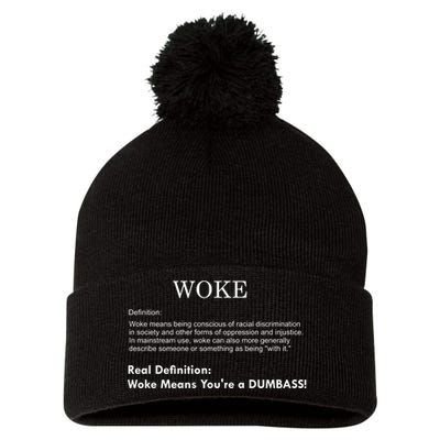 Funny Woke Real Definition Pom Pom 12in Knit Beanie