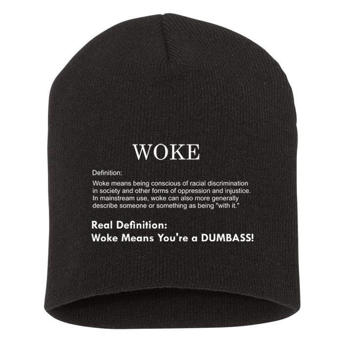 Funny Woke Real Definition Short Acrylic Beanie