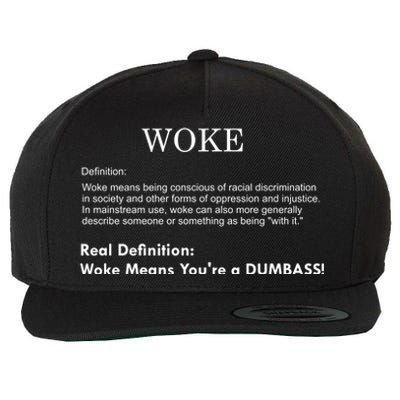 Funny Woke Real Definition Wool Snapback Cap