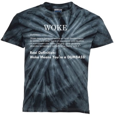 Funny Woke Real Definition Kids Tie-Dye T-Shirt