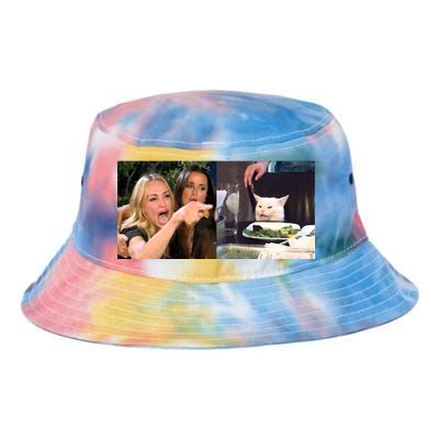 Funny Woman Yelling At Cat Meme  Tie Dye Newport Bucket Hat