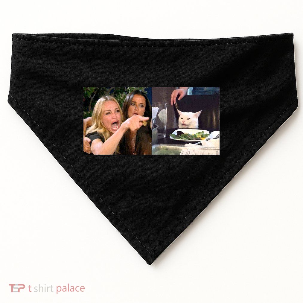 Funny Woman Yelling At Cat Meme  USA-Made Doggie Bandana