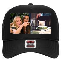 Funny Woman Yelling At Cat Meme  High Crown Mesh Back Trucker Hat