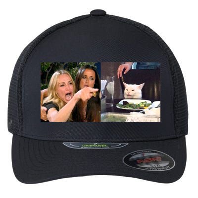 Funny Woman Yelling At Cat Meme  Flexfit Unipanel Trucker Cap