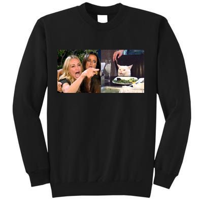 Funny Woman Yelling At Cat Meme  Sweatshirt