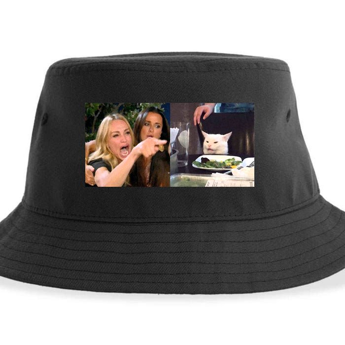 Funny Woman Yelling At Cat Meme  Sustainable Bucket Hat