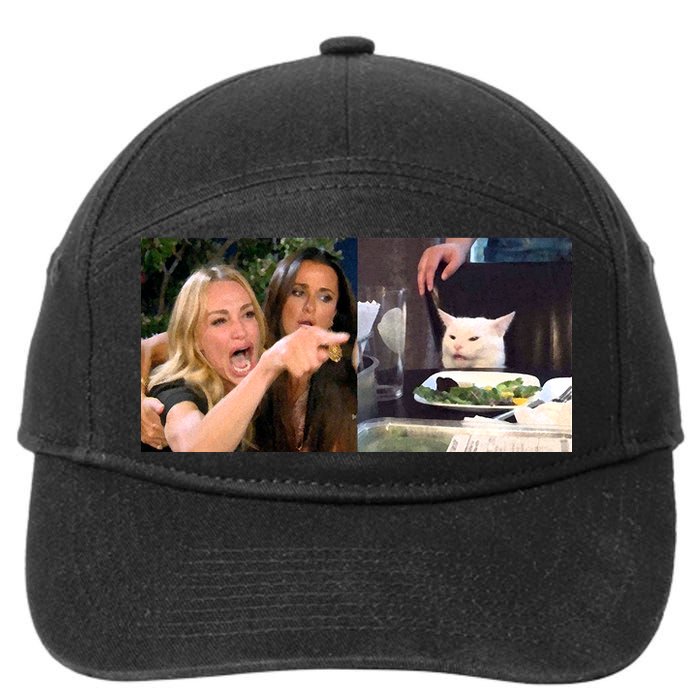 Funny Woman Yelling At Cat Meme  7-Panel Snapback Hat