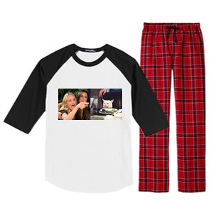 Funny Woman Yelling At Cat Meme  Raglan Sleeve Pajama Set