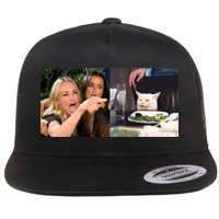 Funny Woman Yelling At Cat Meme  Flat Bill Trucker Hat