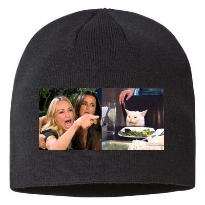 Funny Woman Yelling At Cat Meme  Sustainable Beanie