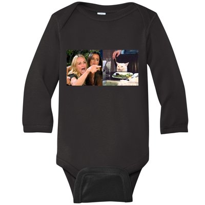 Funny Woman Yelling At Cat Meme  Baby Long Sleeve Bodysuit