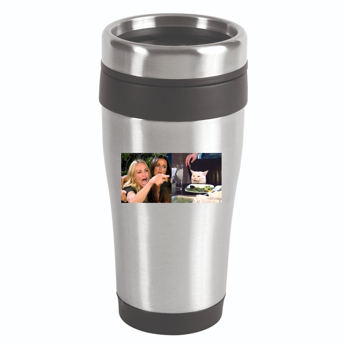 Funny Woman Yelling At Cat Meme  16oz Travel Tumbler