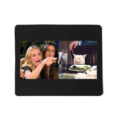 Funny Woman Yelling At Cat Meme  Mousepad