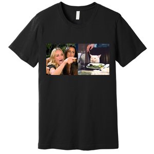 Funny Woman Yelling At Cat Meme  Premium T-Shirt