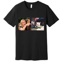 Funny Woman Yelling At Cat Meme  Premium T-Shirt