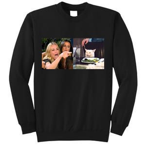 Funny Woman Yelling At Cat Meme  Tall Sweatshirt