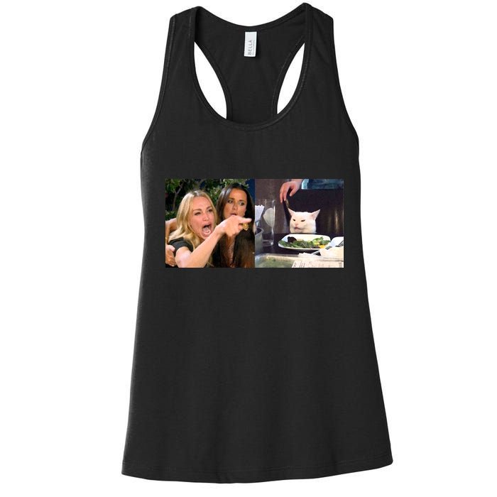 Funny Woman Yelling At Cat Meme  Women's Racerback Tank