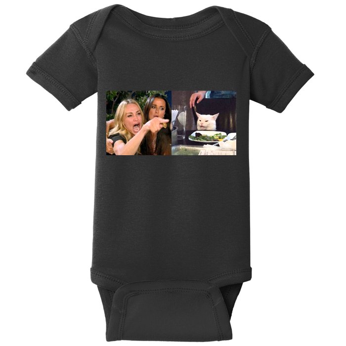 Funny Woman Yelling At Cat Meme  Baby Bodysuit