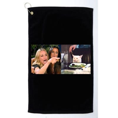 Funny Woman Yelling At Cat Meme  Platinum Collection Golf Towel