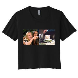 Funny Woman Yelling At Cat Meme  Women's Crop Top Tee