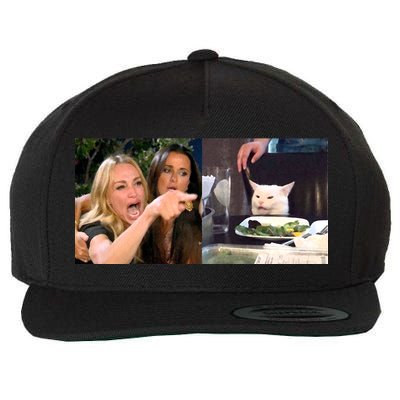 Funny Woman Yelling At Cat Meme  Wool Snapback Cap