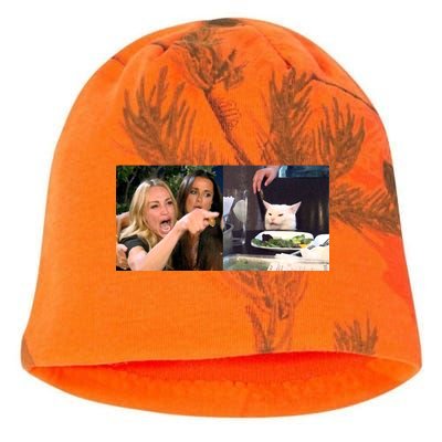 Funny Woman Yelling At Cat Meme  Kati - Camo Knit Beanie