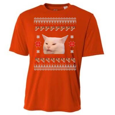 Funny Woman Yelling At Cat Meme Ugly Christmas Cooling Performance Crew T-Shirt