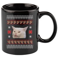 Funny Woman Yelling At Cat Meme Ugly Christmas 11oz C Handle Ceramic Mug