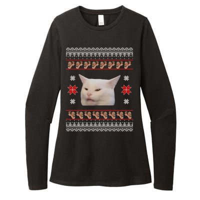 Funny Woman Yelling At Cat Meme Ugly Christmas Womens CVC Long Sleeve Shirt