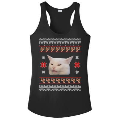 Funny Woman Yelling At Cat Meme Ugly Christmas Ladies PosiCharge Competitor Racerback Tank